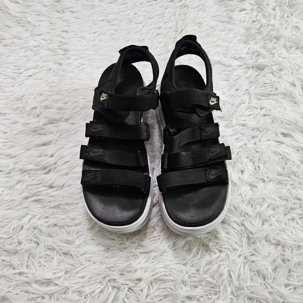 Nike Icon Classic Womens Chunky Streetwear Platform Sandals Black White Sz 9 - Picture 7 of 11